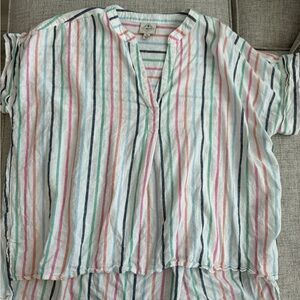 St. John's Bay Multicolor Striped Linen-Cotton Shirt